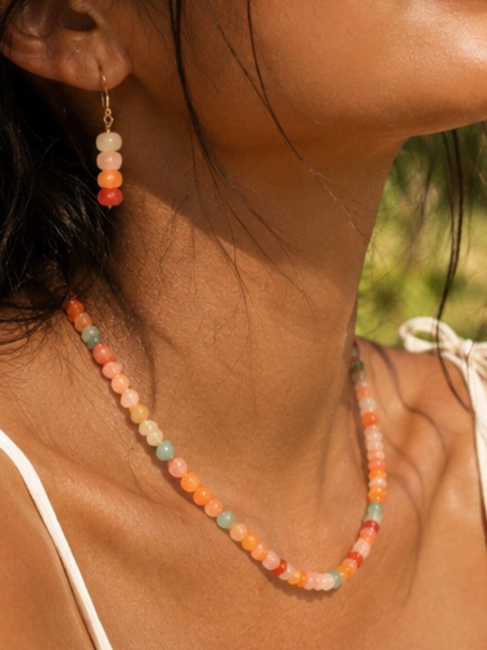 Summer Fruits OOAK Pastel Gemstone Necklace + Free Matching Earrings